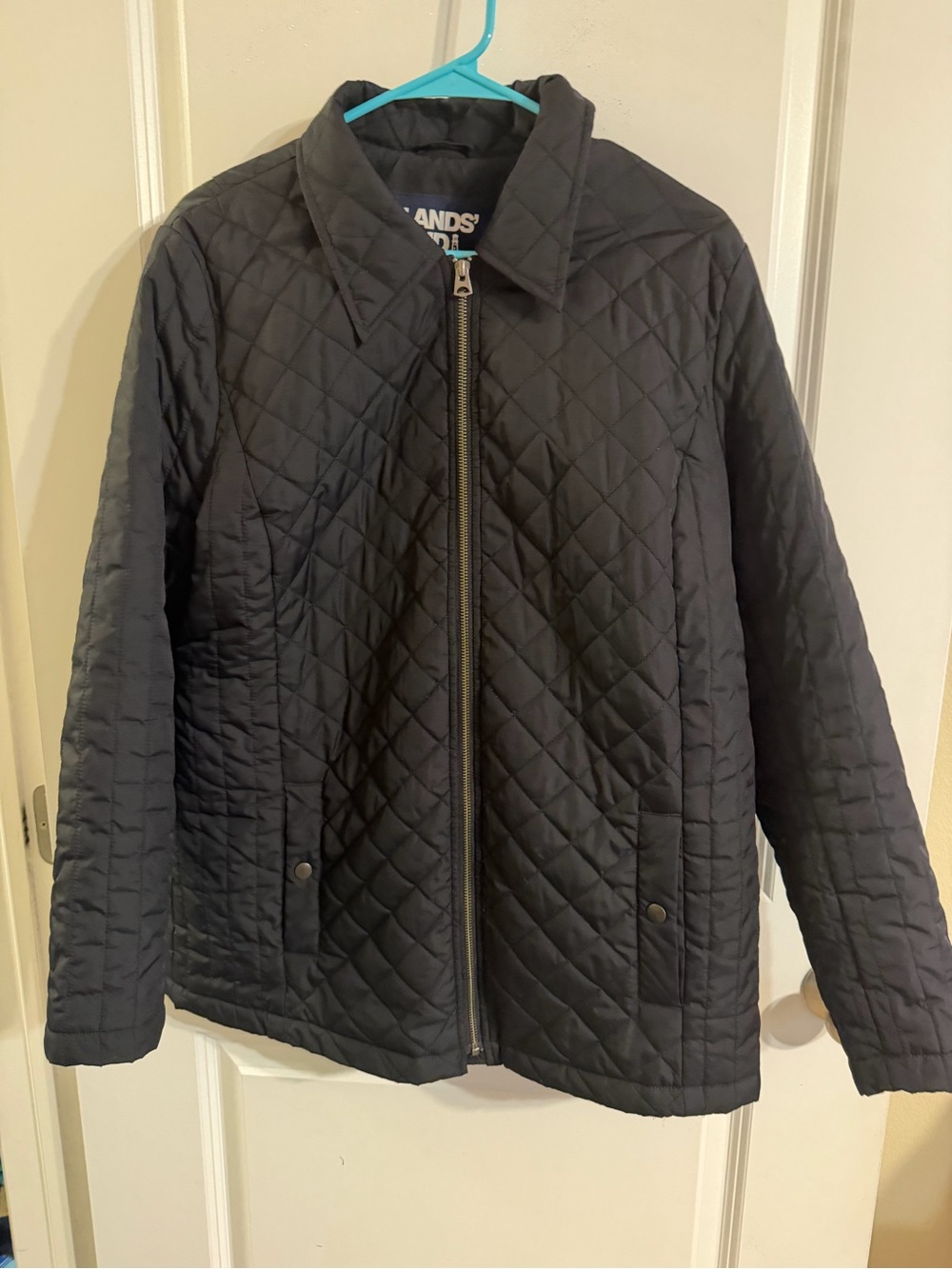 Land's End Women's Quilted Women's Zip Front Coat - Black size large